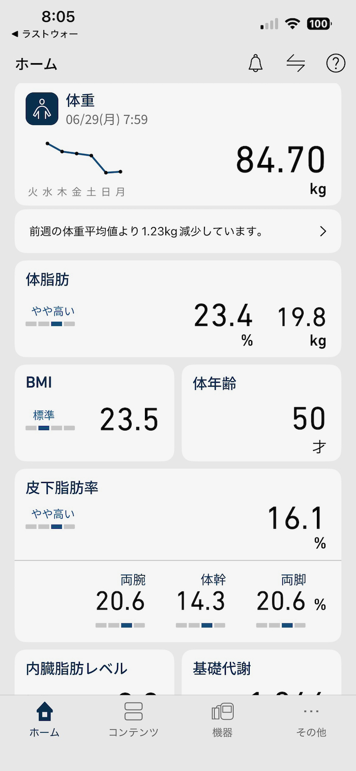 二日続けて最低体重更新して84.7kgに 〜 2026年6月29日 [日記] - No